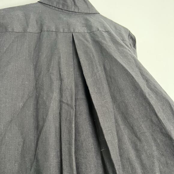 NWOT Kate Hill Women's Linen Button Up Shirt Black Petite Sz L Minimalist Boho - Picture 11 of 12